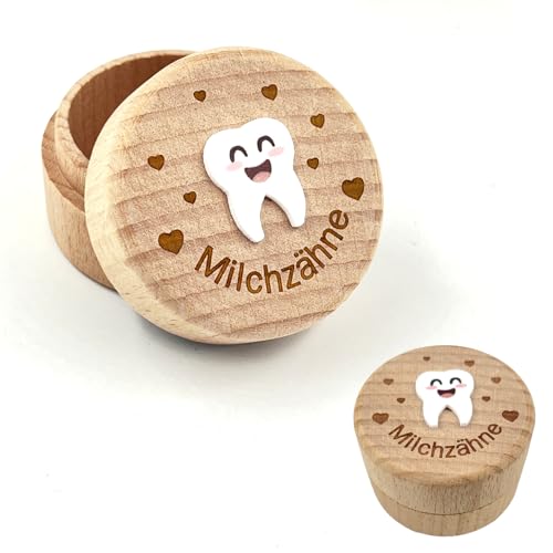 QZKJQDD Milchzahndose, Zahndose Milchzähne Jungen, Zahndose Milchzähne Mädchen, Bedruckt mit 3D-Cartoon-Zahnmuster milchzahndose, Kreative Tauf- und Geburtstagsgeschenke für frischgebackene Eltern von QZKJQDD