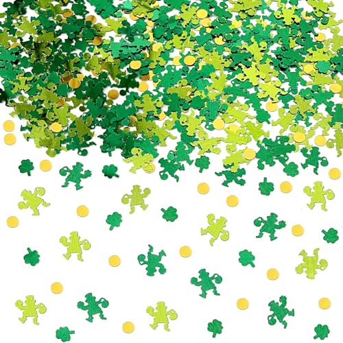 St. Patrick's Day Konfetti, Glückskleeblatt, Gold, runde Form, Glitzer, Metallic-Folie, Tischstreuung, Konfetti für St. Patrick's Day Dekorationen, irisches Konfetti-Party-Set von QZMCEAGS
