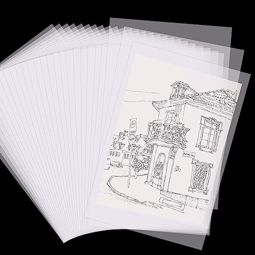 Transparentpapier A4 Bedruckbar 100g/qm, 50 Blatt Weiß Pauspapier Transparent Architektenpapier DIN A4 Tracing Paper Durchsichtiges Papier Bastelpapier für Architekten zum Bedrucken Zeichnen von QZOSZ