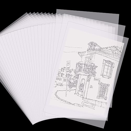 Transparentpapier A4 Bedruckbar 110g/qm, 50 Blatt Weiß Pauspapier Transparent Architektenpapier DIN A4 Tracing Paper Durchsichtiges Papier Bastelpapier für Architekten zum Bedrucken Zeichnen von QZOSZ
