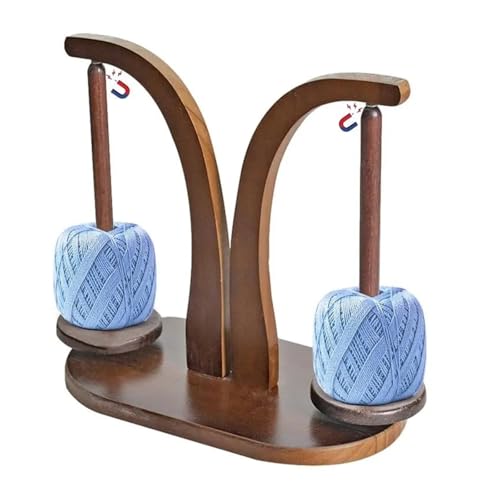 QZXCVH Wickelmaschine, Magnetischer Doppelgarnhalter aus Holz, Nähgarnspinner, magnetische Garnspule, Wollknäuelwickler(Vintage Color) von QZXCVH