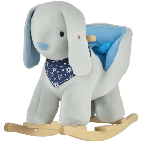 Qaba Kids Ride-On Rocker Kaninchen mit lustiger Musik und weichem Plüschstoff, für Kinder von 18 bis 36 Monaten von Qaba