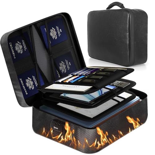 Qaccos 5200℉ Feuerfeste Dokumententasche mit Schloss, Feuerfeste und wasserdichte Aufbewahrungsbox Aufbewahrungsbox, tragbare Aktentasche für wichtige Dokumente, Akt Qaccos 5200℉ Feuerfeste Dokumententasche mit Schloss, Feuerfeste und wasserdichte Aufbewahrungsbox Aufbewahrungsbox, tragbare Aktentasche für wichtige Dokumente, Akt von Qaccos