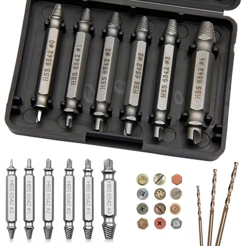 9 Stück Schraubenausdreher Set Schrauben Ausdrehwerkzeug aus HSS 6542 Härtegrad HRC 63-65 Linksausdreher Set mit 3 Spiralbohrern zum Bohren und Entfernen beschädigter von Qacpahucy