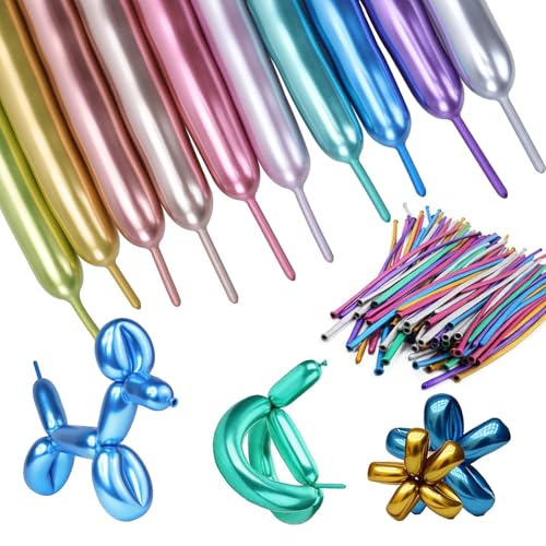 Qaestuan 100 Stück Modelierluftballon, Metallic Magische Luftballons, Lange Bunte Ballons, Bunt Latexballons, für Abschlussfeiern, Babypartys, Geburtstage, Brautpartys, Hochzeitsfeierdekorationen Qaestuan 100 Stück Modelierluftballon, Metallic Magische Luftballons, Lange Bunte Ballons, Bunt Latexballons, für Abschlussfeiern, Babypartys, Geburtstage, Brautpartys, Hochzeitsfeierdekorationen von Qaestuan