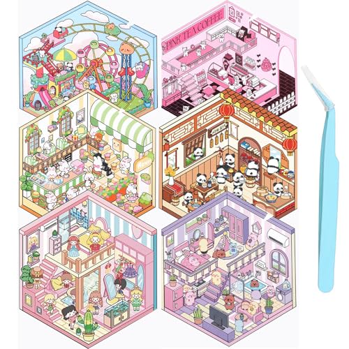 Qaestuan DIY Set 3D Sticker Mit 6 Verschiedenen Szenen, Miniatur Haus Sticker 3D, Kreative Szene Spaß Stacking, Stressabbau und Kreativitätsförderung für Erwachsene und Kinder Qaestuan DIY Set 3D Sticker Mit 6 Verschiedenen Szenen, Miniatur Haus Sticker 3D, Kreative Szene Spaß Stacking, Stressabbau und Kreativitätsförderung für Erwachsene und Kinder von Qaestuan