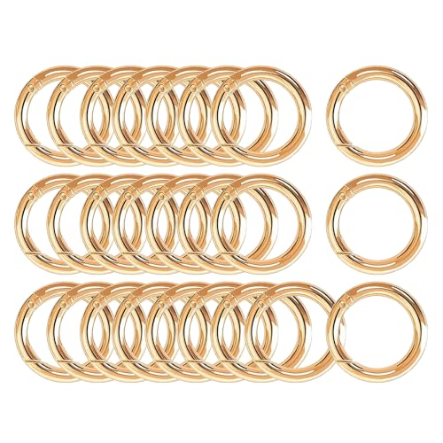 25 Stück Karabinerhaken Rund Karabiner Gold O-Ring Schlüsselring Metall Ringkarabiner Klein Taschenringe für Taschen Taschenzubehör Ringe Dekoration Schmuckhalsbänder Innendurchmesser 19mm von Qaixwuyi