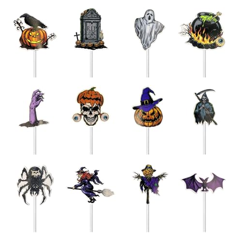 36 Stück Halloween Cupcake Toppers Tortenstecker Set Hexe Muffins Deko Halloween Party Deko Tortendeko für Party Kuchen Essen Käseplatte Vorspeisen Dekor Vogelscheuche Totenkopf Sensenmann 36 Stück Halloween Cupcake Toppers Tortenstecker Set Hexe Muffins Deko Halloween Party Deko Tortendeko für Party Kuchen Essen Käseplatte Vorspeisen Dekor Vogelscheuche Totenkopf Sensenmann von Qaixwuyi