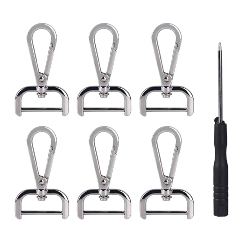 Qaixwuyi 6 Stück Silber Karabinerhaken mit Drehgelenk Abnehmbarer D Ring Karabinerverschlüsse Schwenker Hummer Haken DIY-Zubehör mit Schraubendreher für Taschen Handtaschen Schmuck Nähprojekte DIY Qaixwuyi 6 Stück Silber Karabinerhaken mit Drehgelenk Abnehmbarer D Ring Karabinerverschlüsse Schwenker Hummer Haken DIY-Zubehör mit Schraubendreher für Taschen Handtaschen Schmuck Nähprojekte DIY von Qaixwuyi