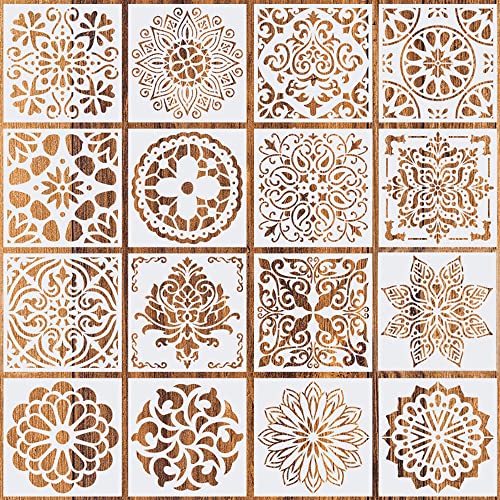 16 Stücke Mandala Schablone, Malschablonen, Schablonen Set, Malschablonen für Kinder, Wiederverwendbare Malschablonen, 16 Muster, für DIY Handwerk Scrapbooking Malzubehör von Qanye