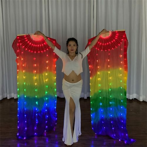 Qaonsciug LED Beleuchtete Seidenbauch Tanz Fan Regenbogen Farbenfrohe Langklappbare Lüfterschleier Für Bühnenaufführungen Und Outdoor Partys Event Qaonsciug LED Beleuchtete Seidenbauch Tanz Fan Regenbogen Farbenfrohe Langklappbare Lüfterschleier Für Bühnenaufführungen Und Outdoor Partys Event von Qaonsciug