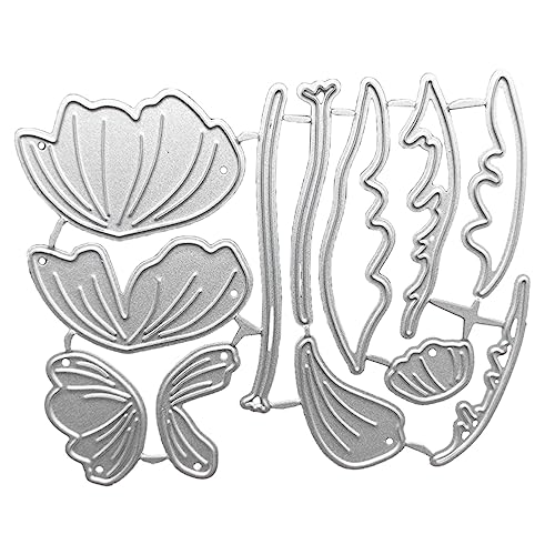 Zwei Lotusblumen-Prägeschablone, Metall-Stanzform für Scrapbooking, Kartenherstellung, Papier-Metall-Stanzformen und Stempel für Kartenherstellung, Papier und Fotoalbum-Dekoration von Qaonsciug