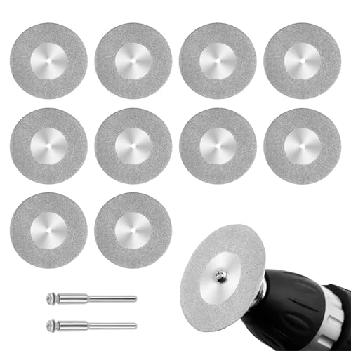 10 Stück Diamant Trennscheiben 40mm Mini Kreissägeblatt Schneidscheiben mit 2 Schaft Dorn Mini Trennscheibe Diamantscheibe für Metall Glas Keramik Porzellan Edelsteine Fliesen Holz Marmor Jade von QarulG