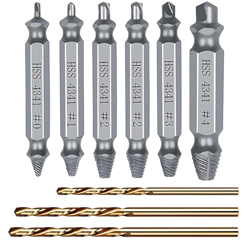 6 Stück Schraubenausdreher Set mit 3 Spiralbohrer, HSS 4341 Härtegrad 62-63hrc Linksausdreher Set, Beschädigte Schraube Entferner Extraktor, Zum Bohren Entfernen beschädigter Schrauben 6 Stück Schraubenausdreher Set mit 3 Spiralbohrer, HSS 4341 Härtegrad 62-63hrc Linksausdreher Set, Beschädigte Schraube Entferner Extraktor, Zum Bohren Entfernen beschädigter Schrauben von Qaum