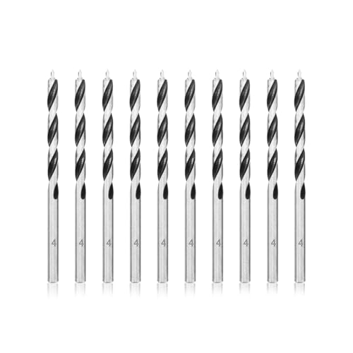 Holzbohrer 4mm 10tlg Holzschlangenbohrer Set Scharfe Stabiles Bruchfestes Professional Holzspiralbohrer mit Zentrierspitze Schlangenbohrer Zubehör Bohrmaschine für Weichholz, Hartholz Holzbohrer 4mm 10tlg Holzschlangenbohrer Set Scharfe Stabiles Bruchfestes Professional Holzspiralbohrer mit Zentrierspitze Schlangenbohrer Zubehör Bohrmaschine für Weichholz, Hartholz von Qaum