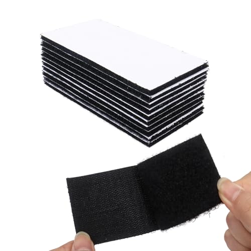 10 Stück Klettband Selbstklebend Extra Stark Selbstklebendes Klettband Doppelseitiges Klettverschluss Schwarz Klebe Klettband für Wände Boden Tür Gläser 50 x 100mm von Qaziuy