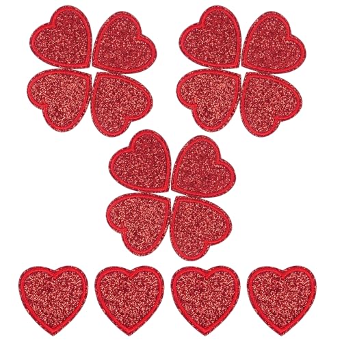 12 Stück Herz Patches zum Aufbügeln,Rote Herz Bügelflicken DIY Herz Nähen Aufnäher Stickereien Applikation Herz Aufnäher zum Aufbügeln Kleidung Jacken Rucksäcke Jeans Hüte von Qaziuy