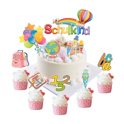 22 Stück Schulanfang Tortendeko,Schulkind Tortendeko Bunt Einschulung Kuchendeko Zuckertüte Kuchen Deko Muffin Topper für Mädchen Junge Schulanfang Party 22 Stück Schulanfang Tortendeko,Schulkind Tortendeko Bunt Einschulung Kuchendeko Zuckertüte Kuchen Deko Muffin Topper für Mädchen Junge Schulanfang Party von Qaziuy