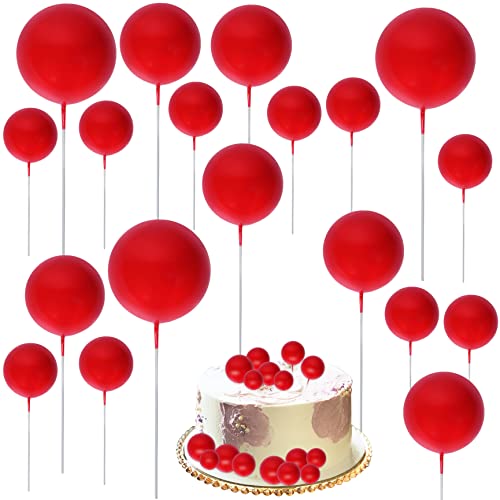 30 Stück Tortendeko Kugeln,Schaumstoffkugeln Torte Rot Ball Kuchen topper Happy Birthday-Torte Mädchen,Mini Kugeln Torte DIY Kuchen Topper für Geburtstag Babyshower Hochzeitstorte Dekor von Qaziuy