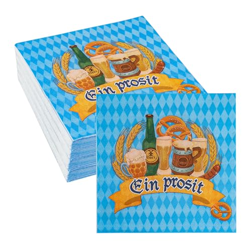 Qaziuy 80 Stck Bayerische Oktoberfest Servietten, Blau Wei, 33x33cm, Bayrisch, fr Bierfest & Party Deko von Qaziuy