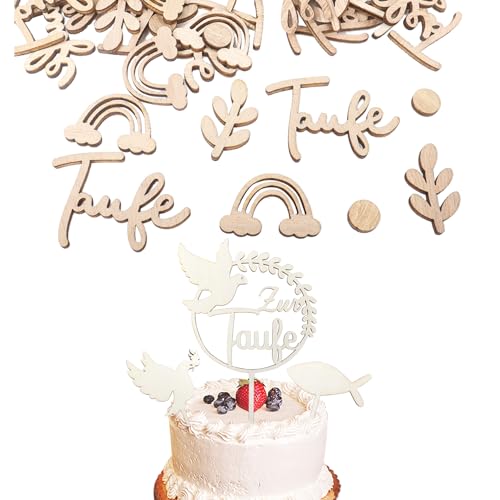 80 Stück Taufe Konfetti Holz & 3 Stück Cake Topper Taufe, Streudeko Taufe Deko Holz Tortendeko Taufe Tischdeko Taufe Mädchen Junge für Taufe Deko 80 Stück Taufe Konfetti Holz & 3 Stück Cake Topper Taufe, Streudeko Taufe Deko Holz Tortendeko Taufe Tischdeko Taufe Mädchen Junge für Taufe Deko von Qaziuy