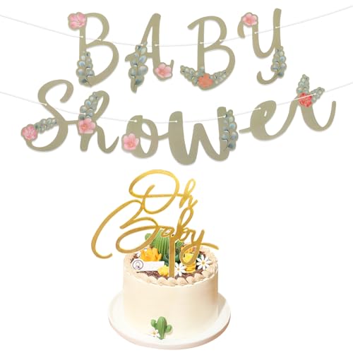 Babyparty-Dekorationen, Babyparty, Buchstaben-Banner, Oh Baby-Kuchenaufsatz, goldfarben, Acryl, Babyparty, Kuchendekoration, Baby-Wimpelkette, Banner für Jungen und Mädchen, Partyzubehör Babyparty-Dekorationen, Babyparty, Buchstaben-Banner, Oh Baby-Kuchenaufsatz, goldfarben, Acryl, Babyparty, Kuchendekoration, Baby-Wimpelkette, Banner für Jungen und Mädchen, Partyzubehör von Qaziuy