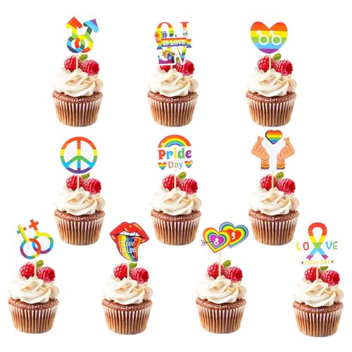Cupcake-Topper, Regenbogen-Kuchen-Zahnstocher, LGBT-Themenparty, Kuchendekorationen, Gay Pride, Cupcake-Topper für Pride-Monats-Dekorationen, 40 Stück Cupcake-Topper, Regenbogen-Kuchen-Zahnstocher, LGBT-Themenparty, Kuchendekorationen, Gay Pride, Cupcake-Topper für Pride-Monats-Dekorationen, 40 Stück von Qaziuy