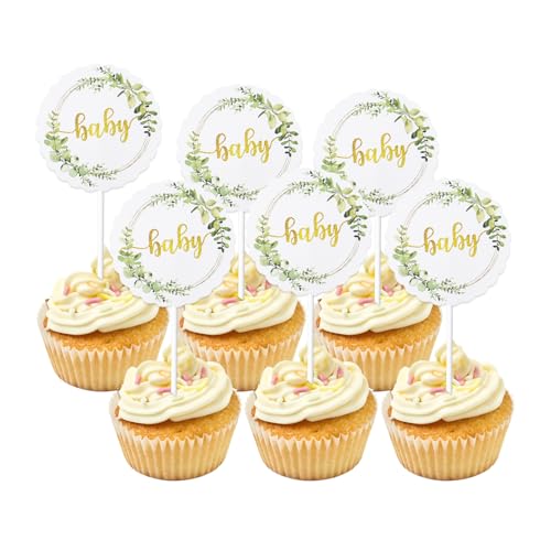 Cupcake-Topper für Babypartys, Cupcake-Topper, grüne Blätter, Baby-Kuchendekorationen für Geschlechtsoffenbarung, Babyparty, Geburtstagsparty, 36 Stück Cupcake-Topper für Babypartys, Cupcake-Topper, grüne Blätter, Baby-Kuchendekorationen für Geschlechtsoffenbarung, Babyparty, Geburtstagsparty, 36 Stück von Qaziuy