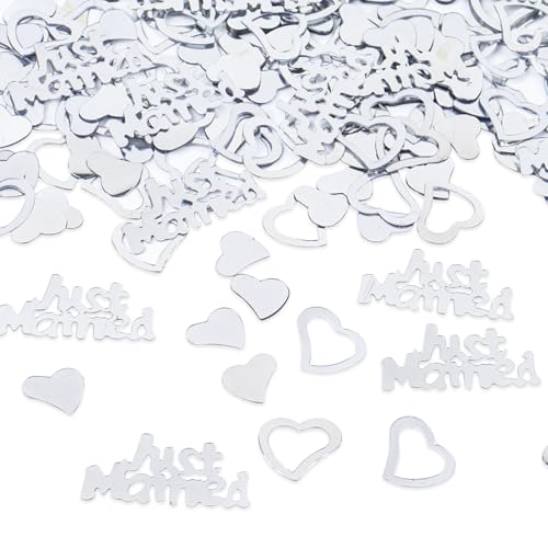 Hochzeitskonfetti, Just Married Tischstreuung Silber Herzform Konfetti Pailletten Hochzeit Streutischdekoration für Brautduschen Verlobung Party Dekor 30g Hochzeitskonfetti, Just Married Tischstreuung Silber Herzform Konfetti Pailletten Hochzeit Streutischdekoration für Brautduschen Verlobung Party Dekor 30g von Qaziuy