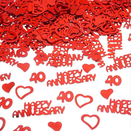 Konfetti zum 40. Hochzeitstag, rotes herzförmiges Tischkonfetti zum 40. Hochzeitstag, Glitzerstreusel für Geburtstag, Rubin, Jahrestag, Party-Dekorationen Konfetti zum 40. Hochzeitstag, rotes herzförmiges Tischkonfetti zum 40. Hochzeitstag, Glitzerstreusel für Geburtstag, Rubin, Jahrestag, Party-Dekorationen von Qaziuy