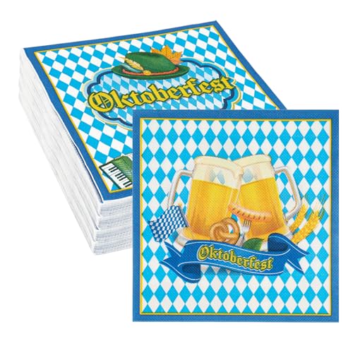Oktoberfest Servietten,80 Stück Bayerische Servietten Oktoberfest Bayrisch Tischdeko Oktoberfest Deko Servietten für Oktoberfest Bierzelten Bayerische Tischdeko,33 x 33cm von Qaziuy