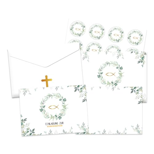 Qaziuy 12 x Einladungskarten Konfirmation, Einladung Konfirmation Einladungskarten Einladungen zur Konfirmation Jungen Mädchen Firmung Konfirmation Deko von Qaziuy