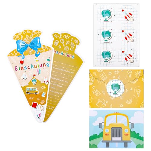 Qaziuy Einschulung Einladungskarten,12 Stück Zuckertüte Geformte Einladung Einschulung mit Umschlägen und Aufkleber,Einladungen Schulanfang für Junge und Mädchen Einschulungsfeier Qaziuy Einschulung Einladungskarten,12 Stück Zuckertüte Geformte Einladung Einschulung mit Umschlägen und Aufkleber,Einladungen Schulanfang für Junge und Mädchen Einschulungsfeier von Qaziuy