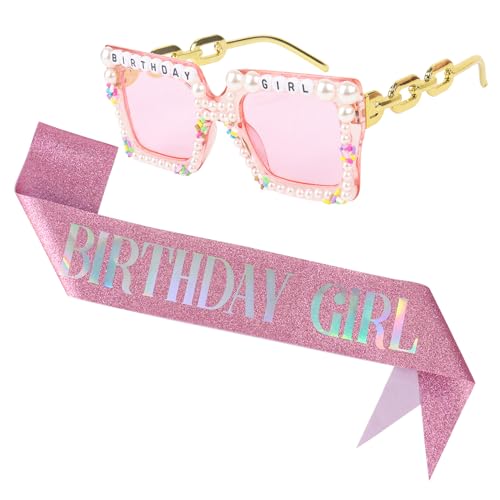 Qaziuy Geburtstag Mädchen Schärpe Geburtstag Mädchen Brille Glitzer Rosa Geburtstag Schärpe für Frauen Mädchen Funkelnde Geburtstage Party Geschenke Zubehör Qaziuy Geburtstag Mädchen Schärpe Geburtstag Mädchen Brille Glitzer Rosa Geburtstag Schärpe für Frauen Mädchen Funkelnde Geburtstage Party Geschenke Zubehör von Qaziuy