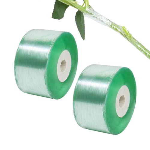 Qaziuy Veredelungsband Grün,2 Rolle 100 m x 3 cm Selbstklebendes pfropfband, Veredelungsband dehnbar Veredelungsband Pfropfband für Obstbäume und Gärten von Qaziuy