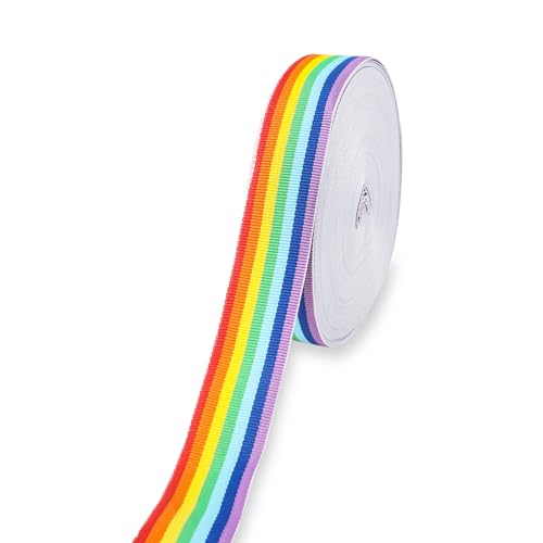 Regenbogen-Bänder, 25 mm, Regenbogenband zum Basteln, breites Ripsband für Kunsthandwerk, DIY, Geschenkverpackung, Geburtstag, Pride, Party-Dekoration Regenbogen-Bänder, 25 mm, Regenbogenband zum Basteln, breites Ripsband für Kunsthandwerk, DIY, Geschenkverpackung, Geburtstag, Pride, Party-Dekoration von Qaziuy