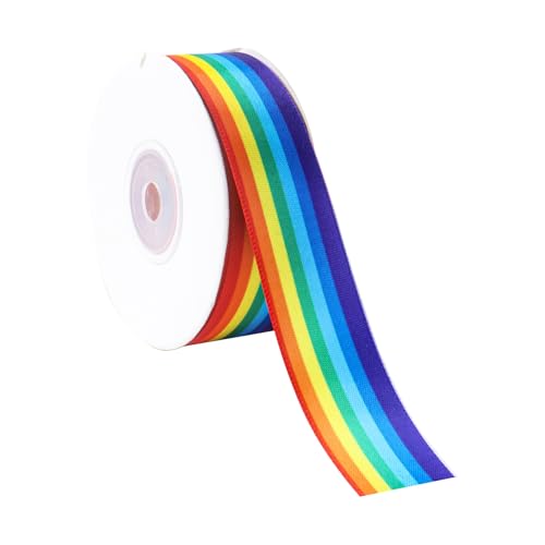 Regenbogenband, 20 m, 25 mm breit, Polyester, Regenbogenband, für Kunsthandwerk, DIY, Geschenkverpackung, Hochzeit, Geburtstag, Pride, Party-Dekoration Regenbogenband, 20 m, 25 mm breit, Polyester, Regenbogenband, für Kunsthandwerk, DIY, Geschenkverpackung, Hochzeit, Geburtstag, Pride, Party-Dekoration von Qaziuy