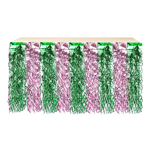 Rosa und Grün Lametta-Tischrock, 2 Stück, 275 x 75 cm, gewellte Folienfransen, Tischröcke für Hexe, Prinzessin, Motto-Party, Cosplay, Geburtstag, Sommerparty, Tischdekorationen Rosa und Grün Lametta-Tischrock, 2 Stück, 275 x 75 cm, gewellte Folienfransen, Tischröcke für Hexe, Prinzessin, Motto-Party, Cosplay, Geburtstag, Sommerparty, Tischdekorationen von Qaziuy