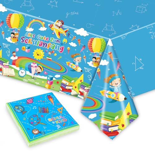 Schulanfang Tischdecken mit 20 Stück Servietten Einschulung, Einschulung Tischdeko Alles Gute Zum Schulanfang Tischdecken Blau Schulkind Papierservietten für Schuleinführung Schulstart Party Deko Schulanfang Tischdecken mit 20 Stück Servietten Einschulung, Einschulung Tischdeko Alles Gute Zum Schulanfang Tischdecken Blau Schulkind Papierservietten für Schuleinführung Schulstart Party Deko von Qaziuy