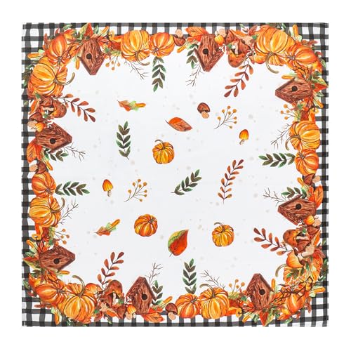 Tischdecke 85x85 Herbst, Erntedankfest Herbst Tischdecke Schwarze Karierte Kürbisse Pilze Vogelhaus Herbst Tischdecke Küche Tisch Deko Tischwäsche für Urlaub Party Deko Tischdecke 85x85 Herbst, Erntedankfest Herbst Tischdecke Schwarze Karierte Kürbisse Pilze Vogelhaus Herbst Tischdecke Küche Tisch Deko Tischwäsche für Urlaub Party Deko von Qaziuy