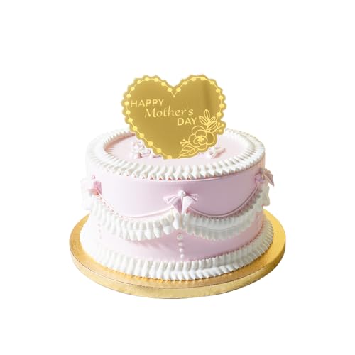 Tortenaufsatz "Happy Mother's Day", 10 Stück, goldfarben, Acryl, Muttertags-Cupcake-Topper, Herz-Kuchendekoration für Muttertag, Partyzubehör Tortenaufsatz "Happy Mother's Day", 10 Stück, goldfarben, Acryl, Muttertags-Cupcake-Topper, Herz-Kuchendekoration für Muttertag, Partyzubehör von Qaziuy