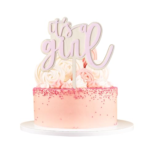 Tortenaufsatz mit Aufschrift "It's a Girl", Baby-Mädchen-Kuchenaufsatz, Geschlechtsoffenbarung, Babyparty, Kuchendekoration, rosa von Qaziuy