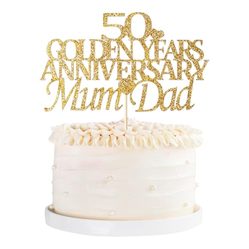 Tortenaufsatz zum 50. Hochzeitstag, goldfarbener Glitzer, goldene Hochzeit, Kuchendekoration, 50. Hochzeit, Mutter und Papa Tortenaufsatz zum 50. Hochzeitstag, goldfarbener Glitzer, goldene Hochzeit, Kuchendekoration, 50. Hochzeit, Mutter und Papa von Qaziuy