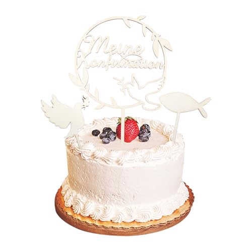 Tortendeko Konfirmation, Meine Konfirmation Cake Topper Holz Taube Fisch Torten Topper Konfirmation Tortendeko Konfirmation Kuchen Deko Party Dekoration für Junge Mädchen von Qaziuy