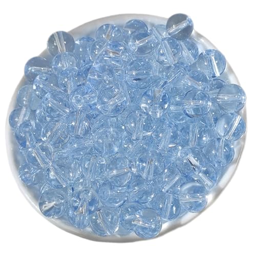 100 Stück transparente Glasperlen 8 mm Runde Perlen Handwerk für Halsketten Armbänder Schmuck Handwerk Zubehör für handgefertigten Schmuck von Qcbuegof