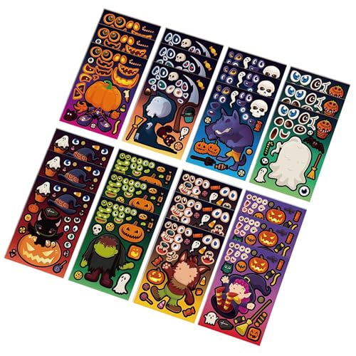 16.08.24/32 PCs Selbstklebende Aufkleber Halloween Sticker Kürbisse Aufkleber Skelettaufkleber Halloween Dekorationen von Qcbuegof