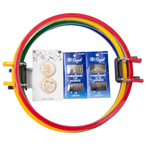 4 x verstellbarer runder Stickrahmen mit Federclip, Nährahmen für Stickerei, Handarbeiten und Nähprojekte, Stickrahmen 4 x verstellbarer runder Stickrahmen mit Federclip, Nährahmen für Stickerei, Handarbeiten und Nähprojekte, Stickrahmen von Qcbuegof