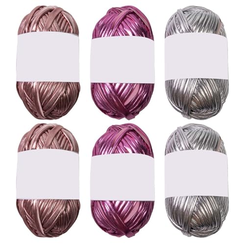 6 Stcs Metallic T Shirt Garn Polyester Garn Stoff Strickgarn Für Handsack Kissen Häkeln 6 Stcs Metallic T Shirt Garn Polyester Garn Stoff Strickgarn Für Handsack Kissen Häkeln von Qcbuegof