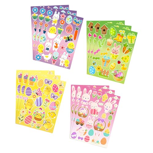96/144 Zählt Cartoon Bunnies Eggs Aufkleber Für Scrapbooking Decorative Wraping Etikett Für Siegelhüllverpackungsplaner Aufkleber von Qcbuegof