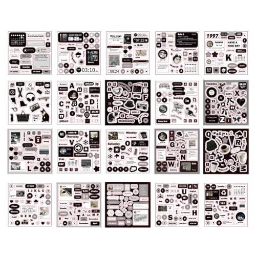 Dekoratives Aufkleberbuch 20 Blatt/Pad Für Journal Notebook Planer Album Verzierungen Collage Sticker Book von Qcbuegof
